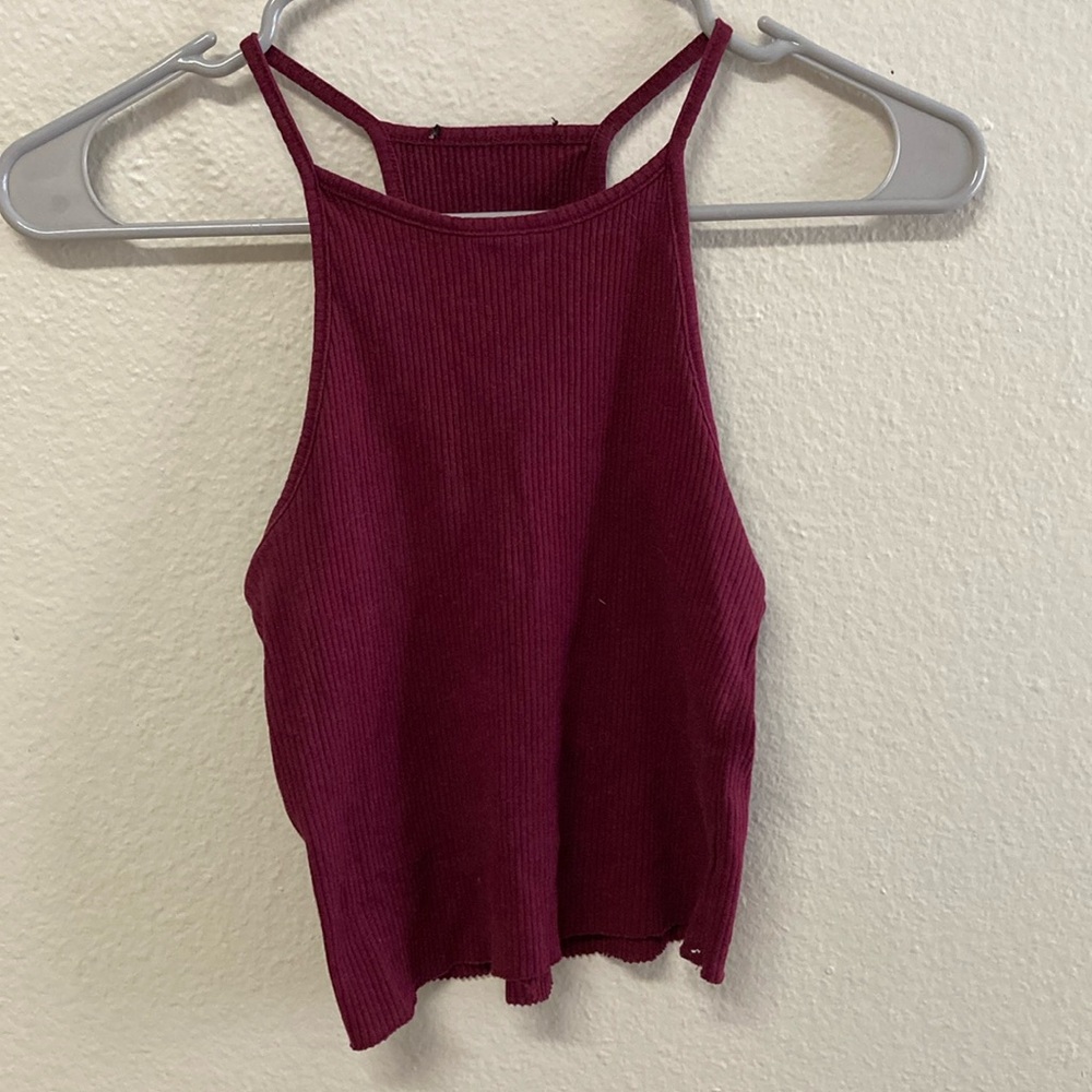 Women's Burgundy Ribbed Tank Top